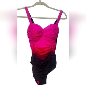 SHAPE & STYLE by AQUA GREEN ONE PIECE SWIMSUIT - PURPLE/PINK OMBRE